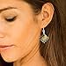 Sterling Silver Hand Painted Murano Glass Golden Flower Blue Art Square Dangle Earrings 2”