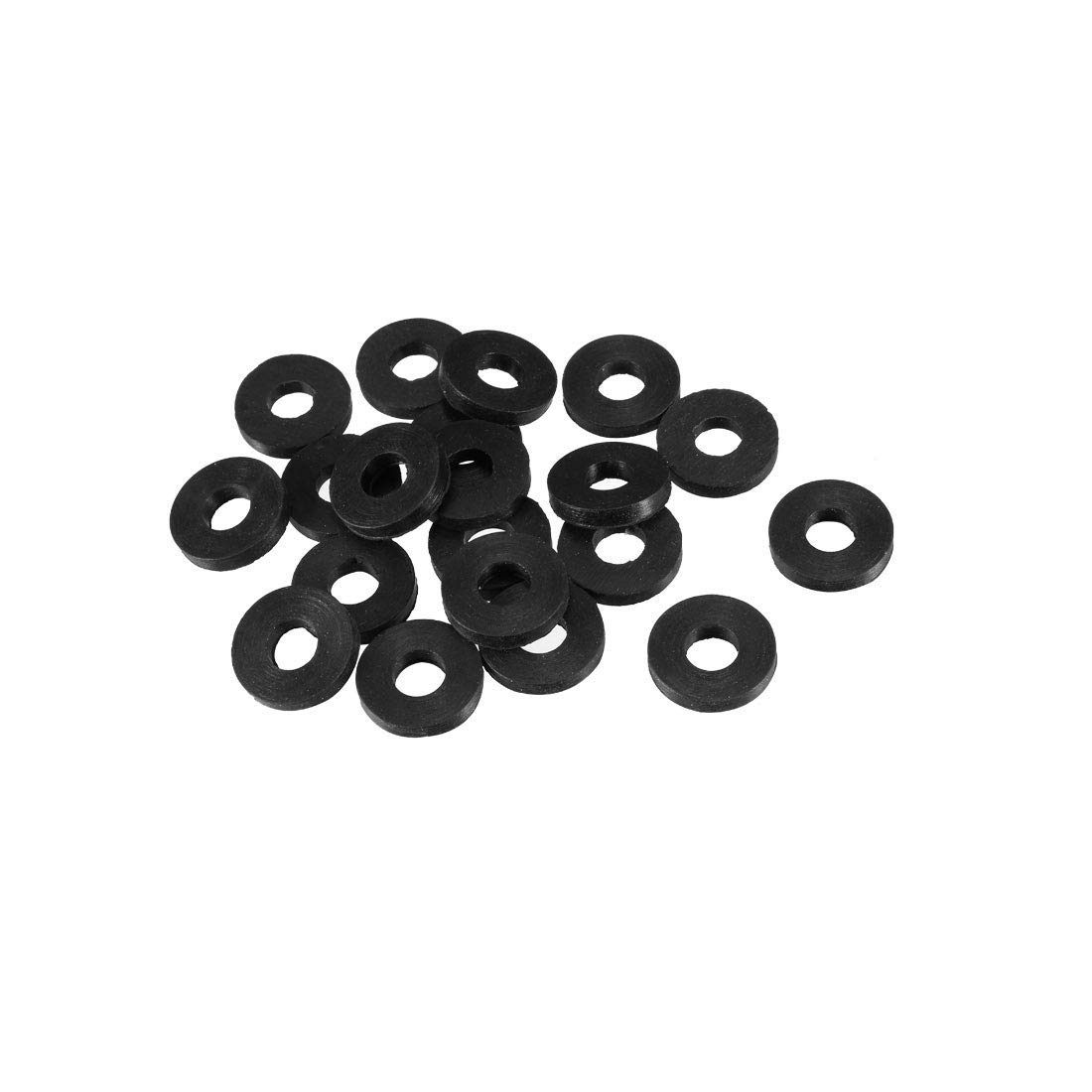 TOP-VIGOR 20Pcs Rubber Flat Washers, 14mm OD 6mm ID 2.5mm Thickness Heavy Duty Black Rubber Grommet Vibration Damping Pads Sealing Gasket Washers for Faucet Pipe Water Hose Fastener Bolt