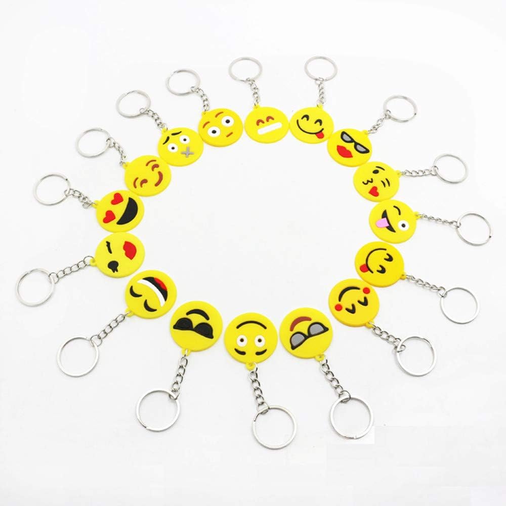 Emoji Keychains 32 Emoji Key Chains for Kids,Fashion Smiley Pendant Small , Party Favo Classroom Rewards and Party Favor