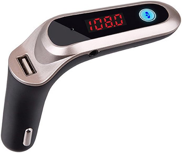 Fuloophi Car Bluetooth HandsFree FM Modulator Wireless Bluetooth Car MP3 Player FM Transmitter with 5V /2.5A USB Car Charger (Gold)