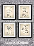 Winnie The Pooh Quotes - Set of 4-11x14 Unframed Art Print - Great Child/Boy/Girl/Nursery Room Decor, Also Makes a Great Gift Under $25