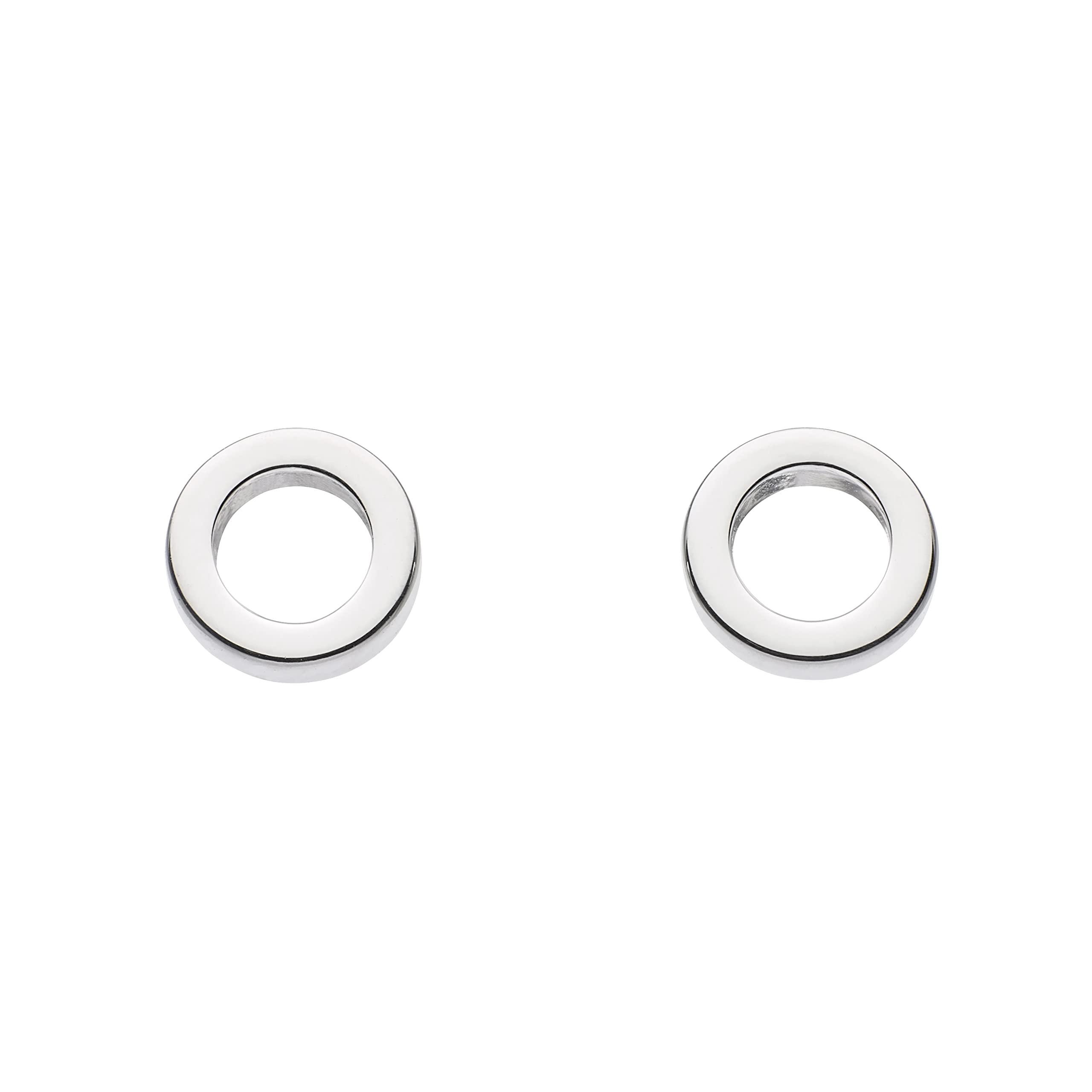 DEW Small Open Circle Stud Earrings – Sterling Silver, Hypoallergenic, Geometric Style, Classic Design