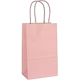 IN-JOOYAA 30 Pcs Small Size Gift Bags Kraft Paper Bags Gift Party Favor Bags with Handle(5 x 3.1 x 8.2 in, Pink)