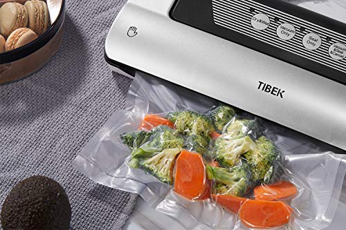 Vacuum Sealer, TIBEK 3 IN 1 Food Sealer Machine with Cutter, 5s Fast Dry| Wet Food Preservation Machine, Fresh Up To 5x Longer, with Starter Kit Rolls, Easy to Clean