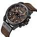 Military Watches for Men Men's Leather Strap Analog Quartz Wristwatch Fashion Sport Watch for Men Chronograph Date Brown Black CAOWTAN
