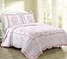 Cozy Line Home Fashions 100% Cotton Real Patchwork Pink Flora Dresden Plate Reversible Quilt Bedding Set, Coverlet, Bedspread (Daisy Field, Queen - 3 Piece)