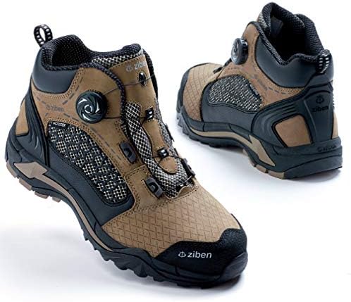 ZIBEN ZB185 - Boa Closure Lacing System Steel Composite Toe Safety Water Proof Construction Working Comfortable Lightweight Combat Work Boots Shoes for Men & Women