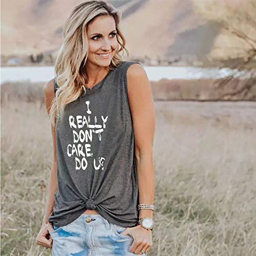 Women's Tank Tops Letter Print Vest Summer Halter Sleeveless Blouse Loose Backless Shirt Beach Tankinis Tunics Camis Gray