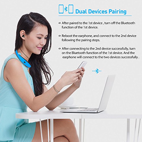 Bluetooth Headset, Bluetooth Headphones SX991-LBell Wireless Neckband Design with Foldable Retractable Headset for iPhone X/ 8/ 7 Plus Samsung Galaxy S8 Note 8 and Other Bluetooth Enabled Devices