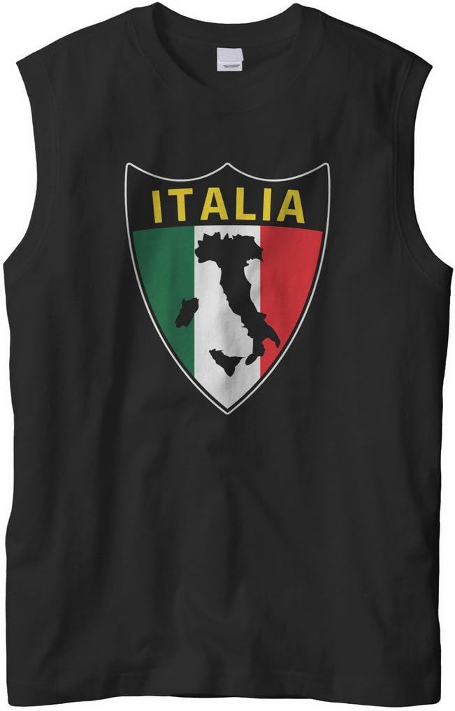 Cybertela Men's Italian Italy Italia Shield Flag Sleeveless Muscle T-Shirt