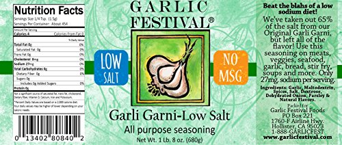 Garlic Festival Low Sodium Garli Garni Garlic Seasoning 24 Oz. Gluten Free No MSG