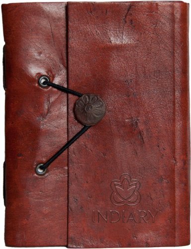 INDIARY Leather Blank Book Journal - Handmade Paper - Notebook - Gift Idea 6x4
