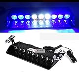 Wecade® 9 Led 9w Car Truck Strobe Windshield Dash Lights 16 Pattern Super Bright for EMS Law Enforcement Warning LED Strobe Lights (Blue/White/Blue)