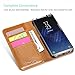 ProCase Galaxy S8 Genuine Leather Case, Vintage Wallet Folding Flip Case with Kickstand and Multiple Card Slots Magnetic Closure Protective Cover for Galaxy S8 -Brown