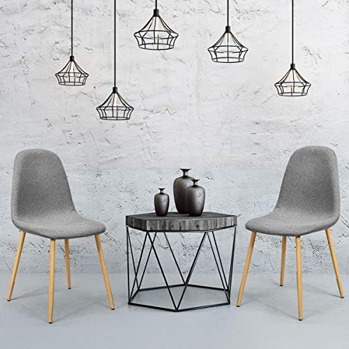 Giantex Set of 2 Kitchen Dining Chairs, Easily Assemble Modern Fabric Cushion Seat Chair w/Metal Legs, Mid Century Armless Chairs for Kitchen, Dining Room, Restaurant, Gray 2 518FiBrbNyL. AC