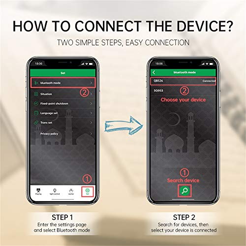 Kaulbiat Quran-luidspreker met kleurrijke veranderlijke lichtprojectielamp APP-bediening Digitale projector Nachtlamp… - Afbeelding 5