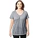 Just My Size Women's Plus Size Slub Jersey Short Sleeve Shirred V-Neck T-Shirt, DADA Gray PE Heather, 28