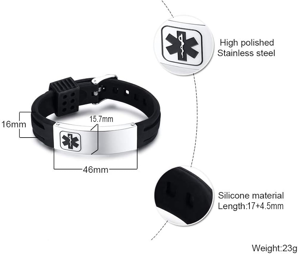 PJ JEWELLERY TYPE 2 DIABETES Silicone Comfort Sport Wristband Emergency Medical Alert ID Bracelet for Men Women Kid - Image 3