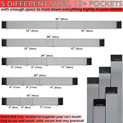 Universal Car Trunk Elastic Strap Belt - Cargo Storage Organizer Fixed Straps - Auto Hook & Loop Fastener - Automotive Storage Holder Belt - Vehicle Interior Organization made easy - 5 Pack Black&Gray - Thumbnail 3