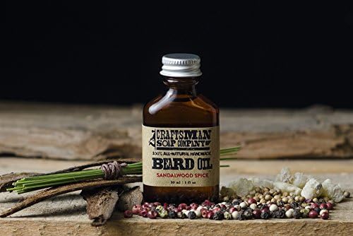 Beard Oil, Sandalwood Scent in 1-oz Glass Flask