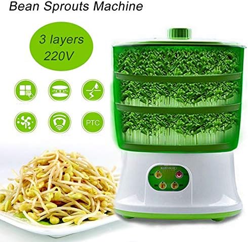 HONGHUIYU Automatic Bean Sprout Machine Three Layers US Plug Multifunctional Homemade Sprout Bud Machine Intelligent Microcomputer Control
