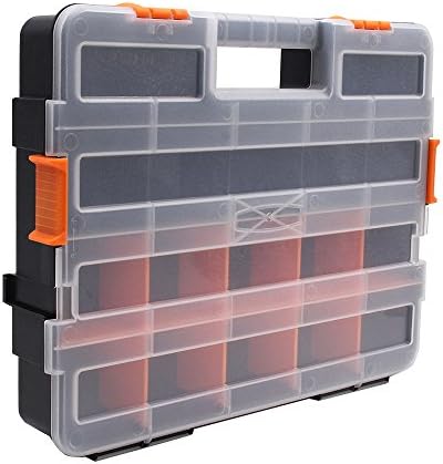 QULife Heavy Duty Tool Storage Box Organizer with Removable and Adjustable Compartments for Hardware, Arts, Crafts, Tools and Small Parts