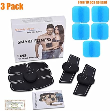 Abdominal toning belt for Men Women, Smarty Abs Stimulator, Abdominal Muscle Toner, EMS Abdominal Muscle Trainer Smart Body Building Fitness Abs For Abdomen/Arm/Leg Training (3pcs+10pgel)