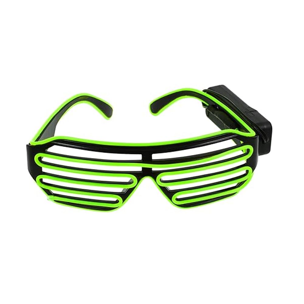 Gizelle LED Light Up Neon Shutter Glasses Wireless Flashing Party Eyeglasses Neon Glow In Dark Illuminated Frames For Disco Christmas DJ Costume Party Favors Green