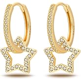 ESLAUDEE 925 Sterling Silver Earrings for Women, Sun Moon and Star Earrings, Dangle Drop Huggie Earrings, Cubic Zirconia Dangle Hoop Earrings Jewelry Fashion Valentines Birthday Gifts