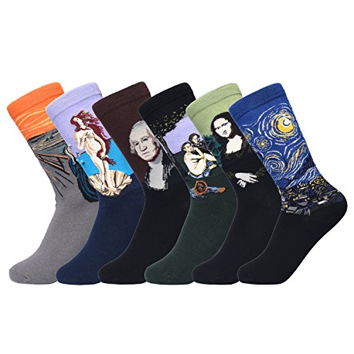 6 pairs womens socks crew paintings art for women cute …