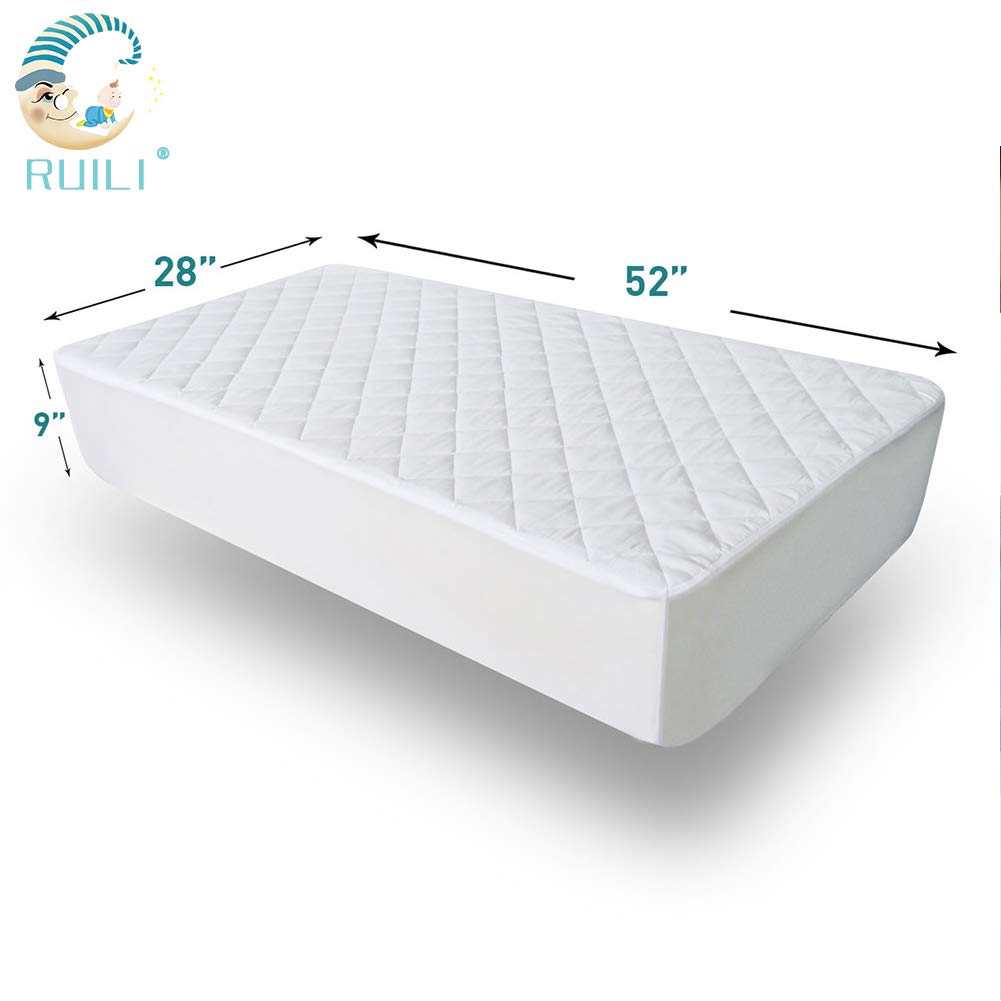 2 Pack Quilted Fitted Waterproof Crib Mattress Protector, Soft Breathable Organic Bamboo Baby Waterproof Mattress Pad, Natural Vinyl Free Mattress Cover for Stains Proof : Baby