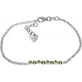 Galaxy Gold GG 14k Solid White Gold Prong Set Natural Peridot Bracelet