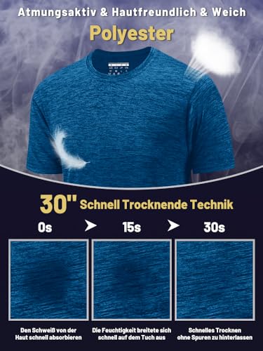 KEFITEVD Sports Shirt Short Sleeve Men's Functional Shirt Summer T-Shirt Men Breathable Running Shirt Lightweight Hiking Shirt