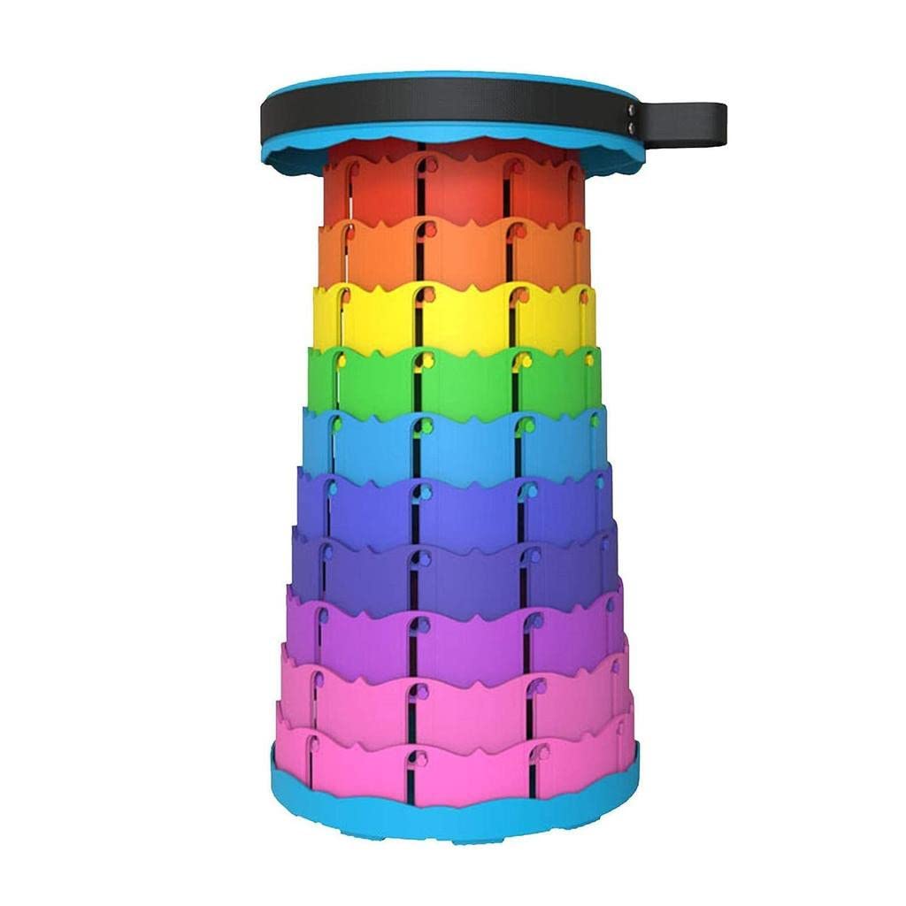 Portable Telescopic Stool, Retractable Plastic Camping Stool, 2nd Generation Folding Lightweight Stool Load 330 lb for Camping Fishing Hiking BBQ Gardening Indoor & Outdoor - Multicolor
