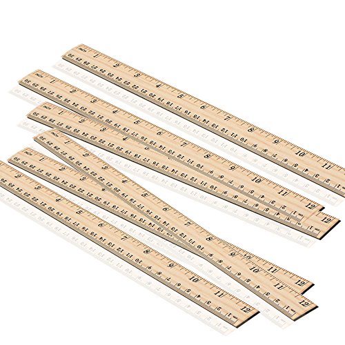 PRALB 25pcs 2Scale (12Inch and 30CM) Wood Rulers Wooden Ruler School Rulers Office Rulers and 6Pcs Clothing Measuring Rulers,Soft Tape Measure for Office and Home - Thumbnail 3