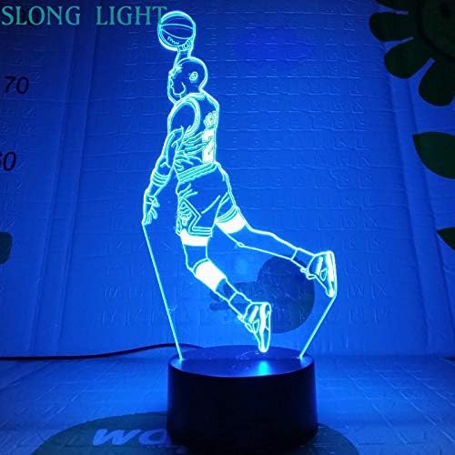 Table Lamp Air Jordan Slam Dunk 3D Illusion USB Children Nightlight Gift Bedside Aj Led Night Light Michael Accessories [Energy Class A++]