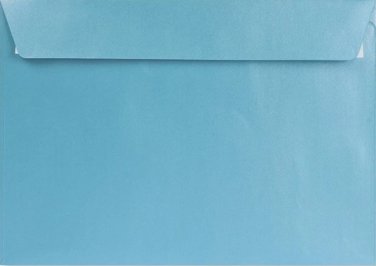 C5 (162mm x 229mm) Coloured Envelopes for Wedding Invitations/Greeting Cards/Crafts- Pack of 50 (Pearl Pastel Blue Peel & Seal)
