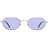 ZENOTTIC Small Octagonal Polarized Sunglasses for Women Men Hippie Metal Frame Retro Rectangle Sun Glasses