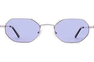 ZENOTTIC Small Octagonal Polarized Sunglasses for Women Men Hippie Metal Frame Retro Rectangle Sun Glasses