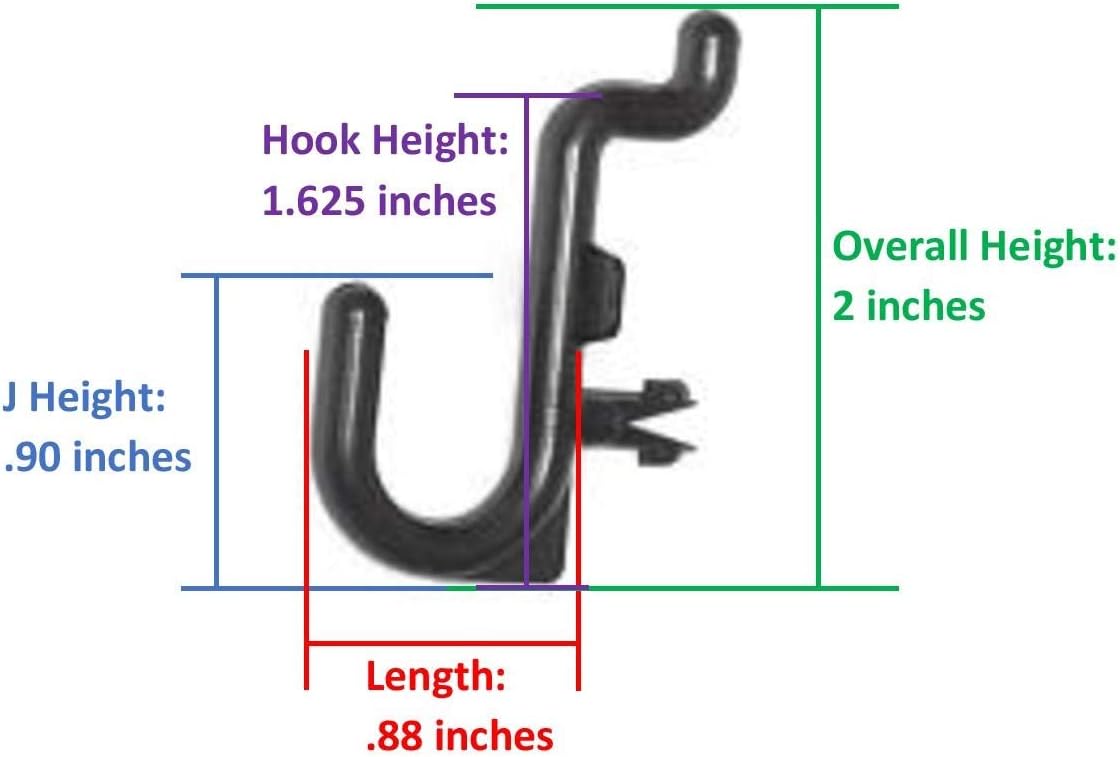 Peg Board Hook Kit Garage Tool Storage Pegboard 100 pieces J Hook Style-BLACK-Plastic - - 