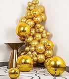 SUWEN Metallic Chrome Gold Balloons and Gold Orbz