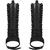 XGOPTS Medieval Faux Leather Gaiters for Men & Women - Vintage Middle Ages Knight Leg Armor Mercenary Guards for LARP