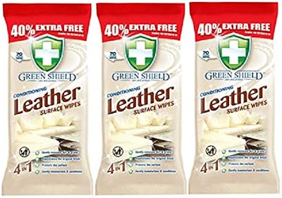 Greenshield 3 x Green Shield Leather Wipes 70 per Pack 210 Wipes