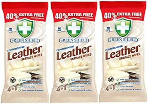 Greenshield 3 x Green Shield Leather Wipes 70 per Pack 210 Wipes