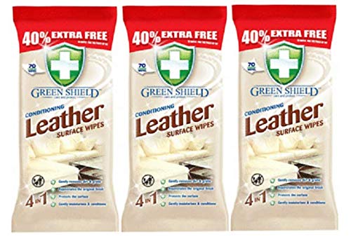 Greenshield GreenShield 3 x Green Shield Leather Surface to Clean Dirt and Protect 210 Wipes
