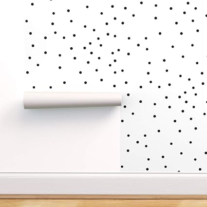 Amazon ドットモノクロ壁紙ロール ブラックとホワイトのドット柄 小さな水玉 水玉 水玉 水玉 モノクロ 散りドット Sunny Afternoonによる 1ロール 24インチ X 27フィート Roll 24in X 27ft R Iso2427 Cw D S1 壁紙