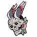 Iron on Rose Patches Appliqued Jacket Flower Patches Iron on/Sew on Embroidered Floral Badges for Jeans scoult Patches (Skull Floral Patch_S)