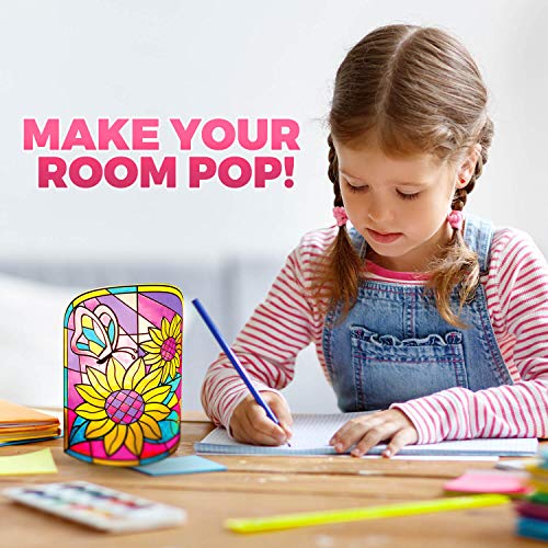 Kids Lamp DIY Kit - Make Stained Glass Nightlight with Window Paint and Circuit - Educational Arts and Crafts for Girls and Boys Ages 6 7 8 9 10 Year Old - Family Fun Activities and Children Gift - Thumbnail 3