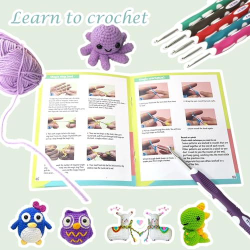 Knitiss Crochet Kits with Case, Beginner Crochet Set Includes 15 Yarn Skeins & 12 Ergonomic Crochet Hooks