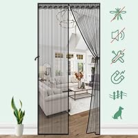 SAFETYON Magnet Fliegengitter Einzeltür 90 x 210cm, Insektenschutz Fliegengitter 36 Stück Magnet Tür Vorhang gegen...